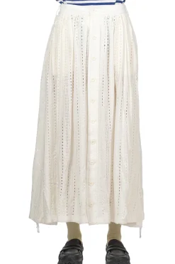 Sale Engineered Garments Gather Skirt - White Rayon Embroidery Eyelet
