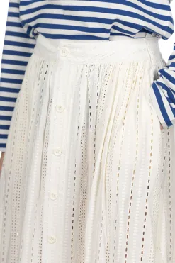 Sale Engineered Garments Gather Skirt - White Rayon Embroidery Eyelet