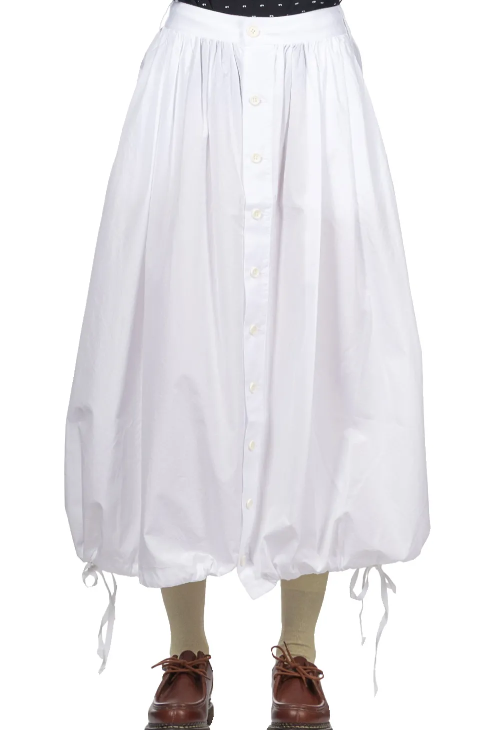 Online Engineered Garments Gather Skirt - White 100s 2 Ply Broadcloth