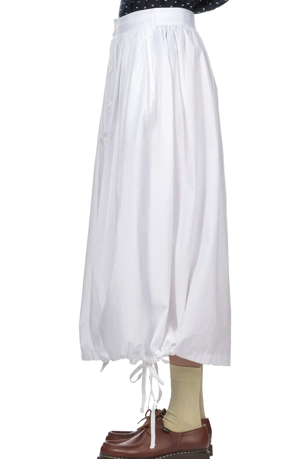 Online Engineered Garments Gather Skirt - White 100s 2 Ply Broadcloth