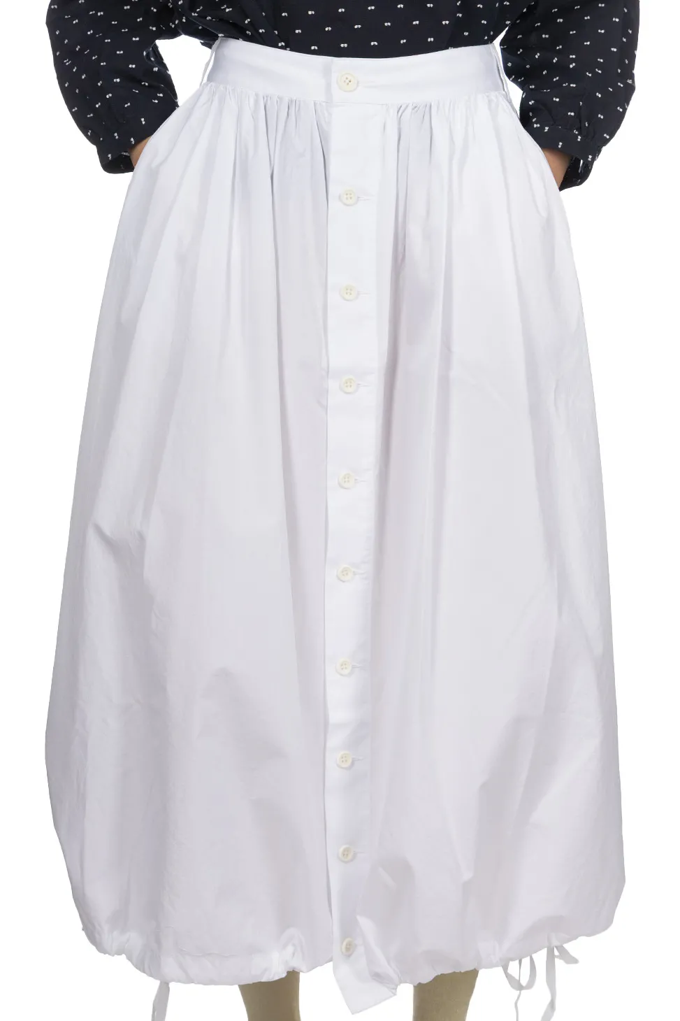 Online Engineered Garments Gather Skirt - White 100s 2 Ply Broadcloth