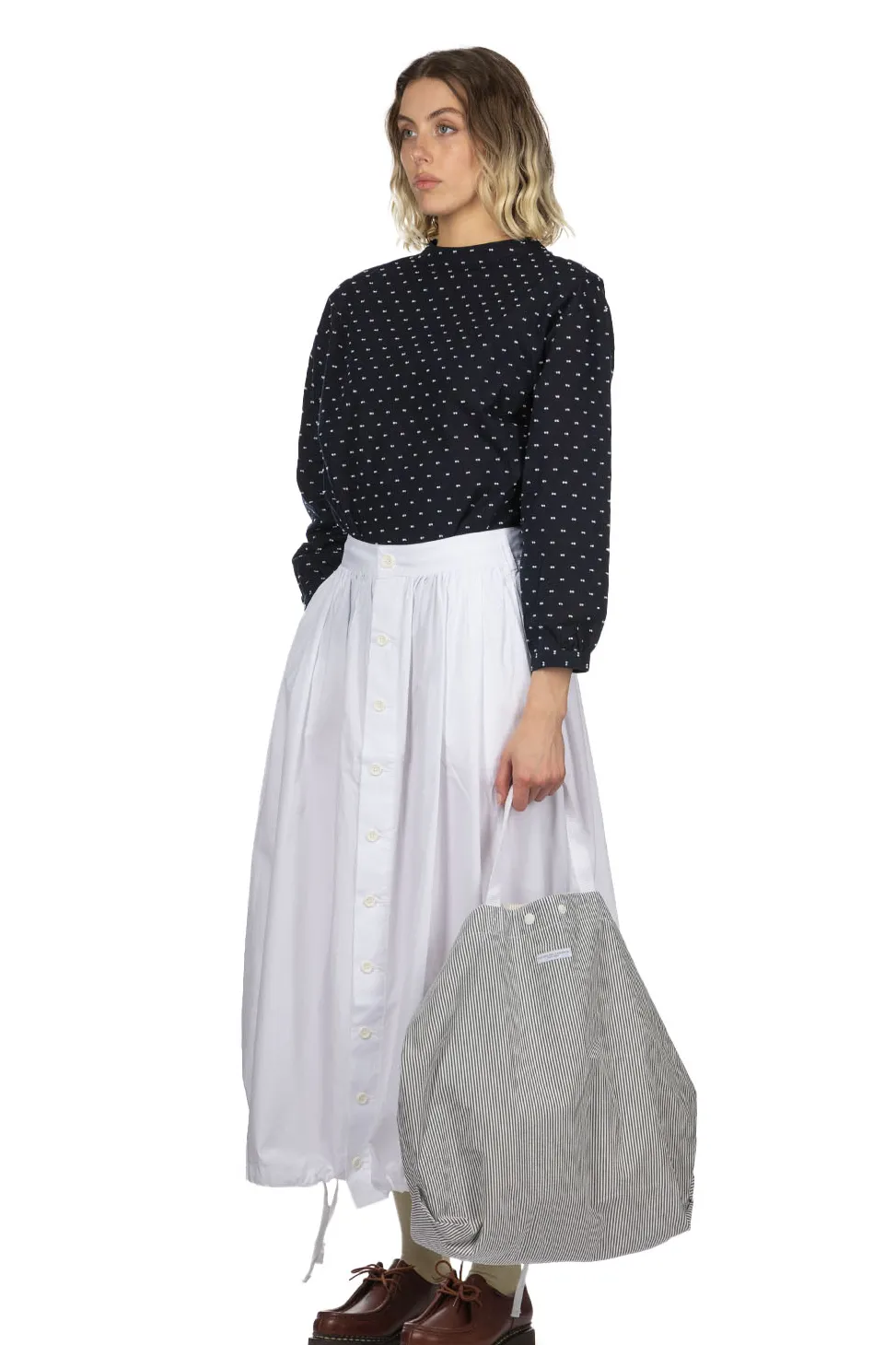 Online Engineered Garments Gather Skirt - White 100s 2 Ply Broadcloth