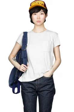 New Kapital Gauze Jersey Crew Pocket T - Ivory