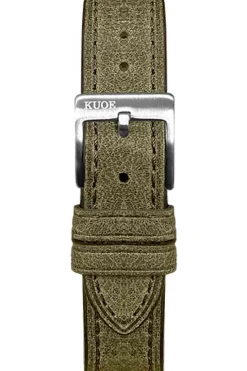 Best KUOE Watch German Leather Strap - Green - 20mm
