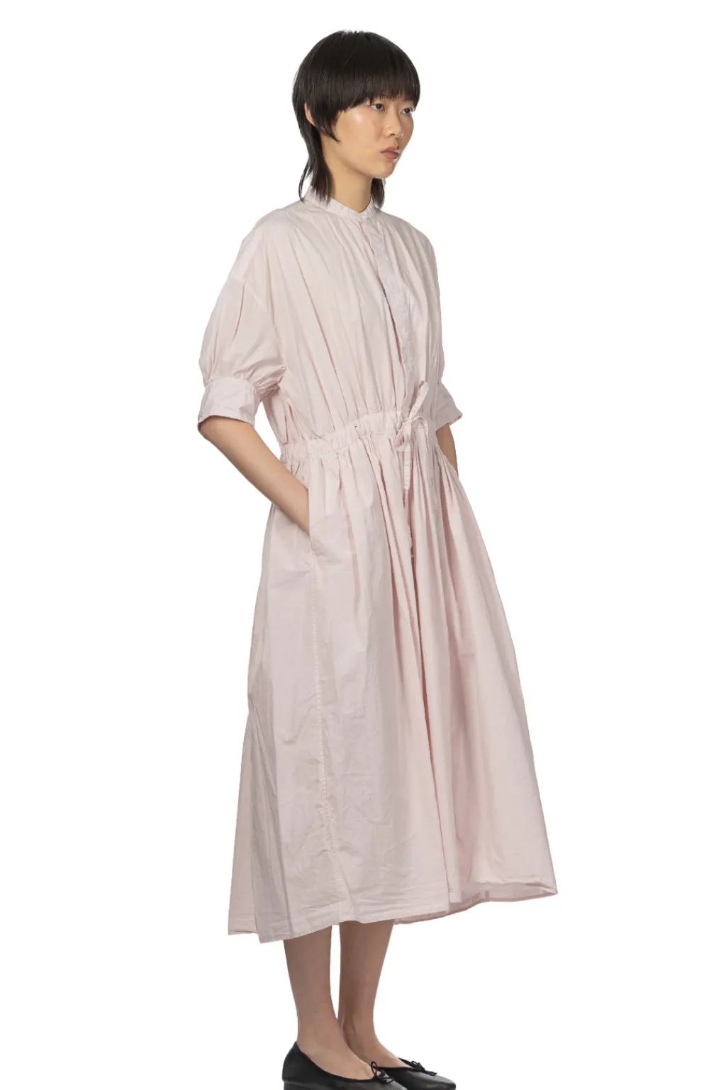 Online TOUJOURS Half Bishop Sleeve String Dress - Shell Pink