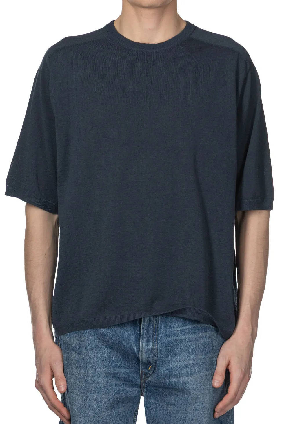 Best Still by Hand Half Sleeve Knit T-Shirt - Dusty Blue
