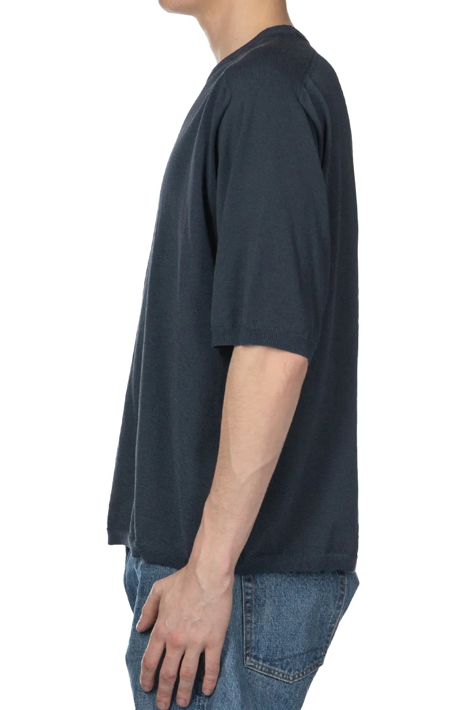Best Still by Hand Half Sleeve Knit T-Shirt - Dusty Blue