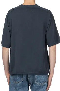 Best Still by Hand Half Sleeve Knit T-Shirt - Dusty Blue