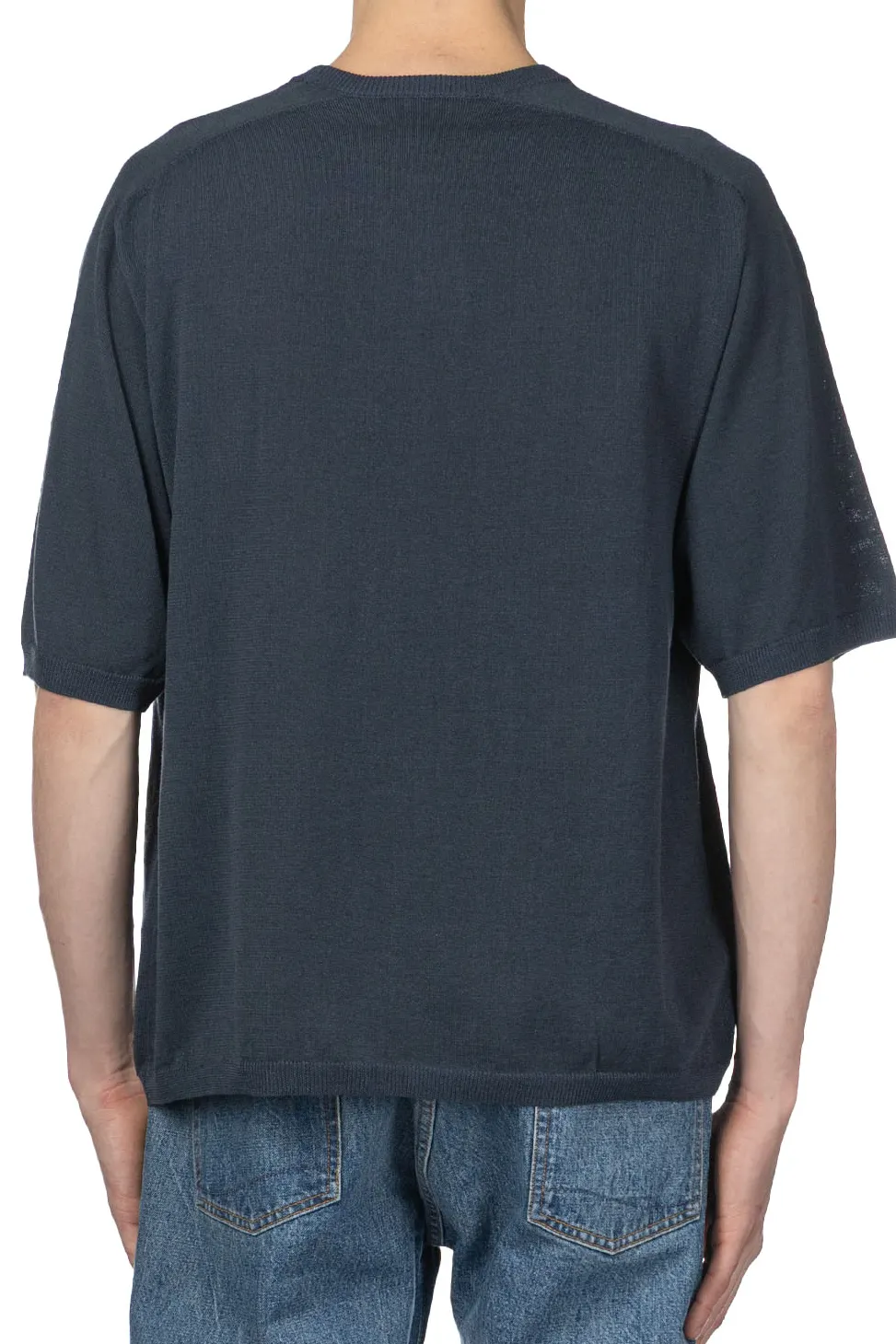 Best Still by Hand Half Sleeve Knit T-Shirt - Dusty Blue