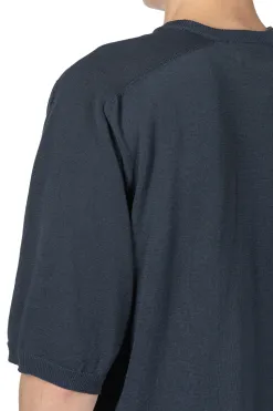 Best Still by Hand Half Sleeve Knit T-Shirt - Dusty Blue