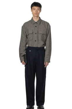 Fashion SOPHNET Hard Melton 1 Tuck Tapered Cargo Pants - Navy