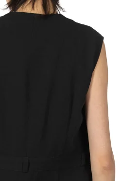 Sale AURALEE Hard Twist Cotton Linen Gabardine Sleeveless Jumpsuit - Black