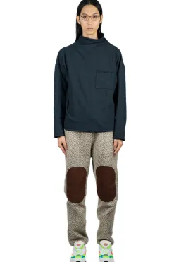 Fashion Kapital Herringbone Heavy Fleece Easy Pants - Beige x Khaki