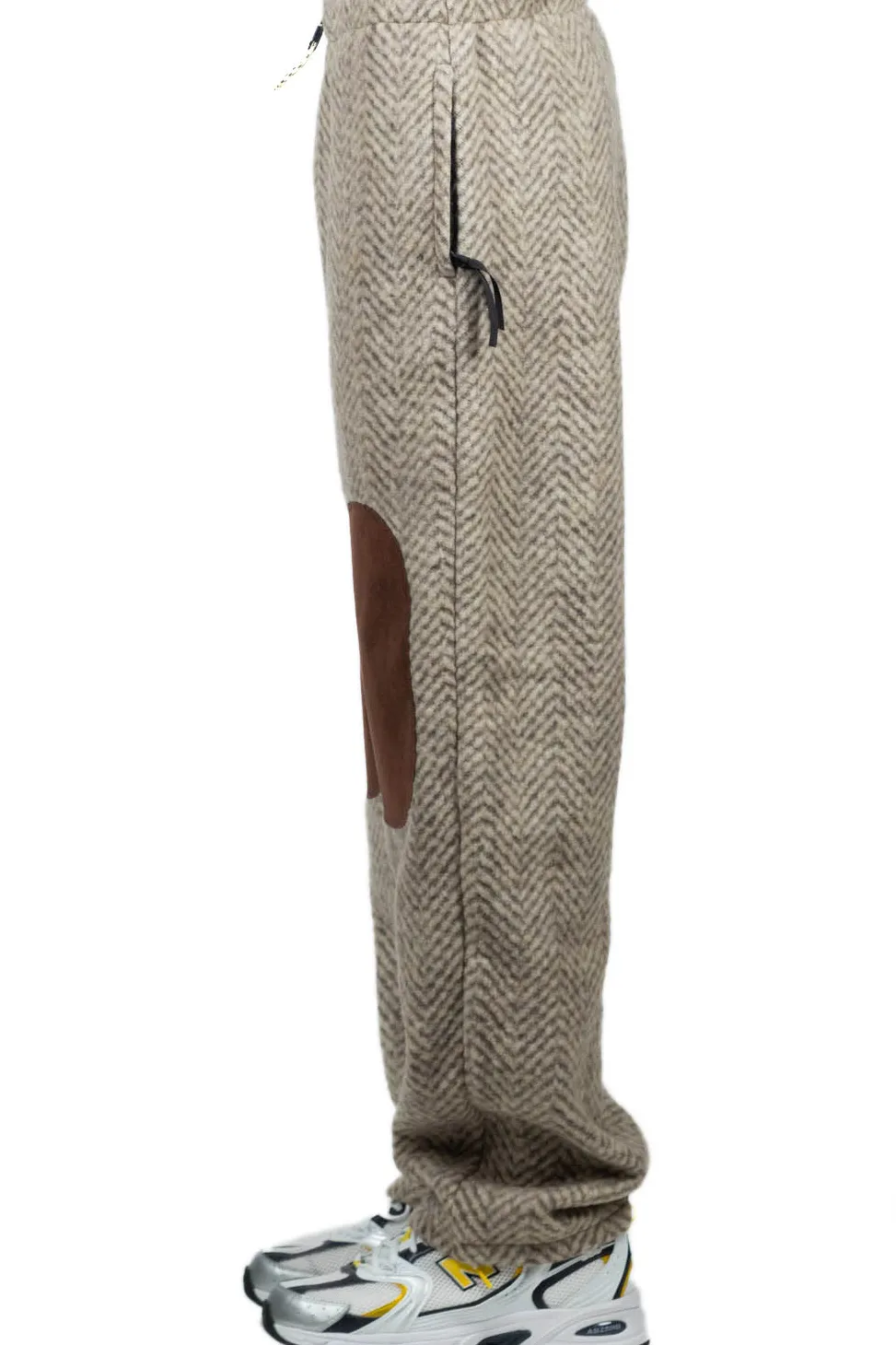 New Kapital Herringbone Heavy Fleece Easy Tapered Pants - Beige x Khaki