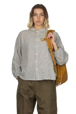 Clearance Nachukara Herringbone Layered Collar 2-Way Blouse - Grey