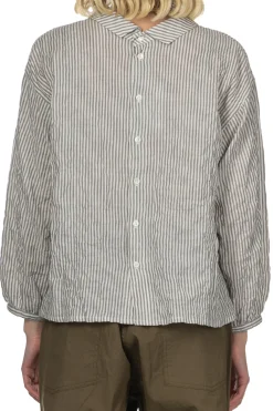 Clearance Nachukara Herringbone Layered Collar 2-Way Blouse - Grey