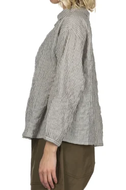 Clearance Nachukara Herringbone Layered Collar 2-Way Blouse - Grey