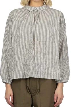 Clearance Nachukara Herringbone Layered Collar 2-Way Blouse - Grey
