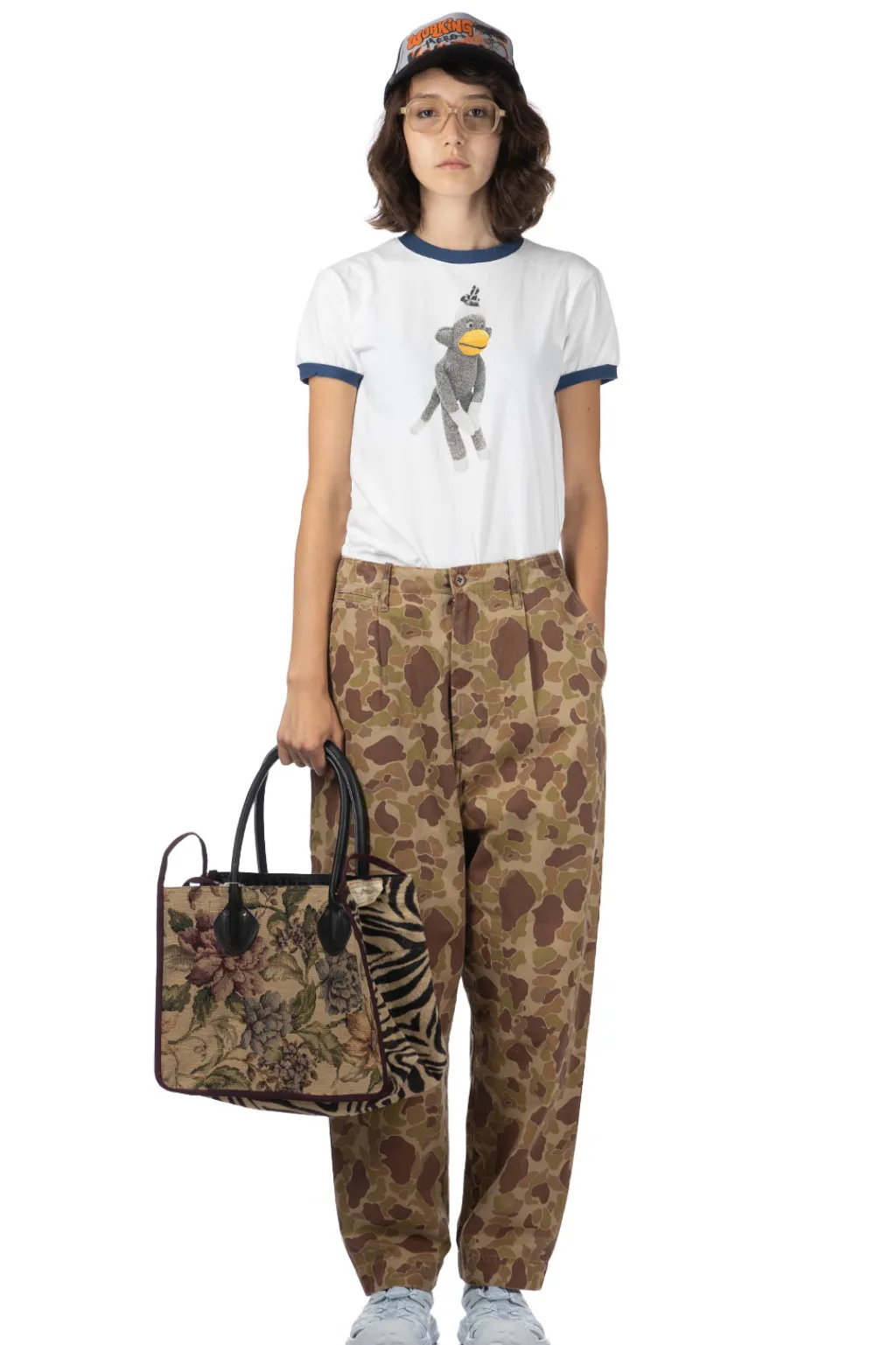 Sale Kapital Herringbong HAPPY PEEK-A-BOO Camo NIME Pants