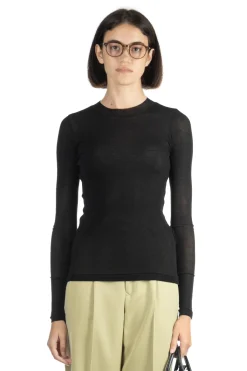 Best AURALEE HIGH GAUGE SHEER RIB L/S TEE - Black