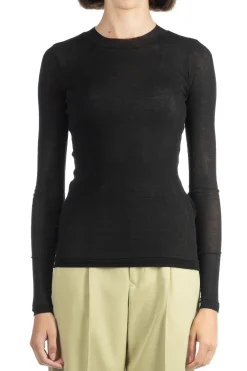 Best AURALEE HIGH GAUGE SHEER RIB L/S TEE - Black
