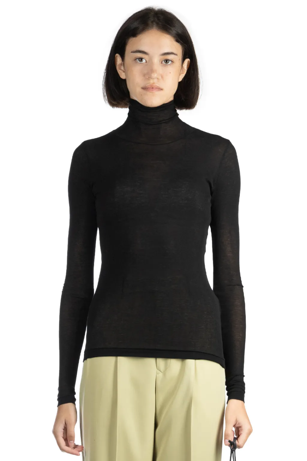 Best AURALEE HIGH GAUGE SHEER RIB TURTLE NECK L/S TEE - Black
