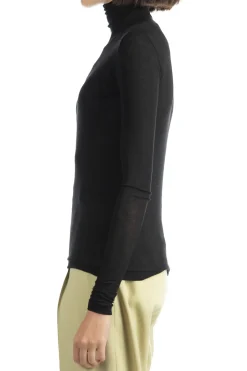 Best AURALEE HIGH GAUGE SHEER RIB TURTLE NECK L/S TEE - Black