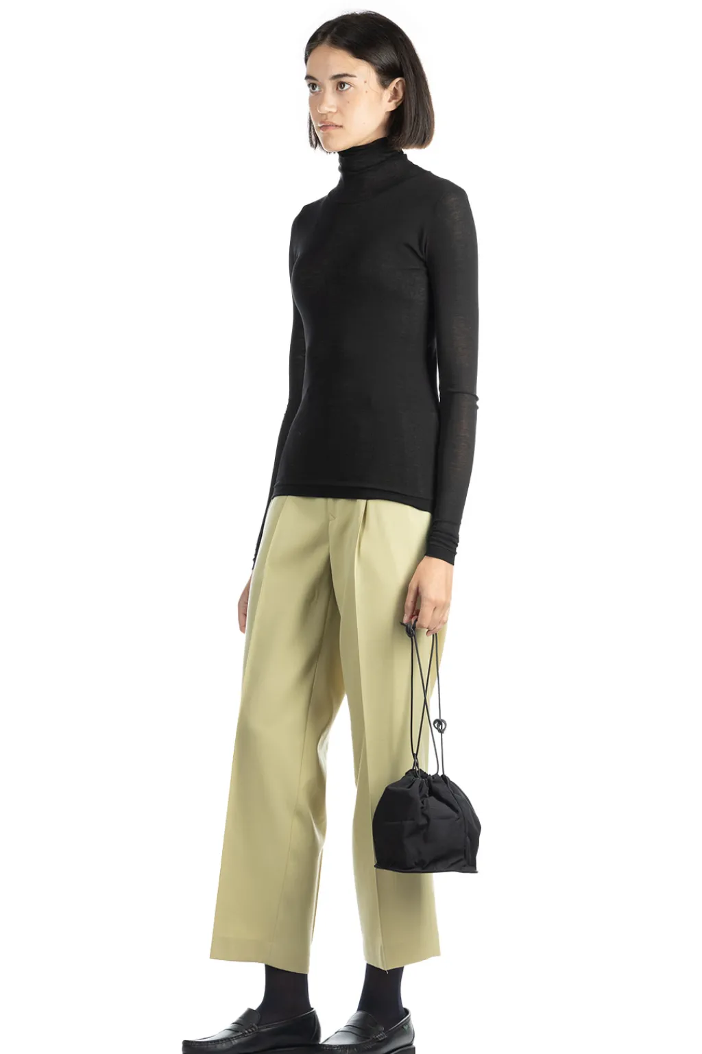 Best AURALEE HIGH GAUGE SHEER RIB TURTLE NECK L/S TEE - Black