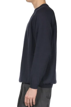 New Still by Hand High Twist Cotton Sweater - Navy