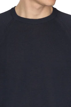 New Still by Hand High Twist Cotton Sweater - Navy