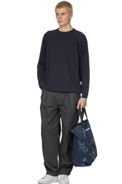New Still by Hand High Twist Cotton Sweater - Navy