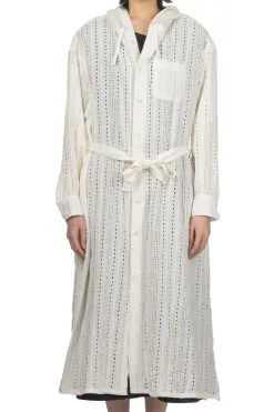 Clearance Engineered Garments Hooded BD Dress - White Rayon Embroidery Eyelet