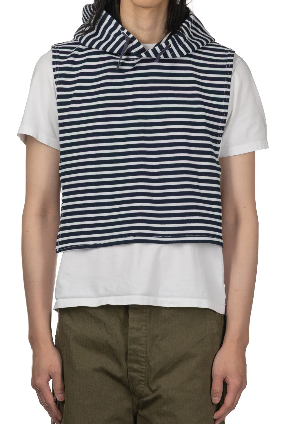 Best Engineered Garments Hooded Interliner - Navy White PC Stripe