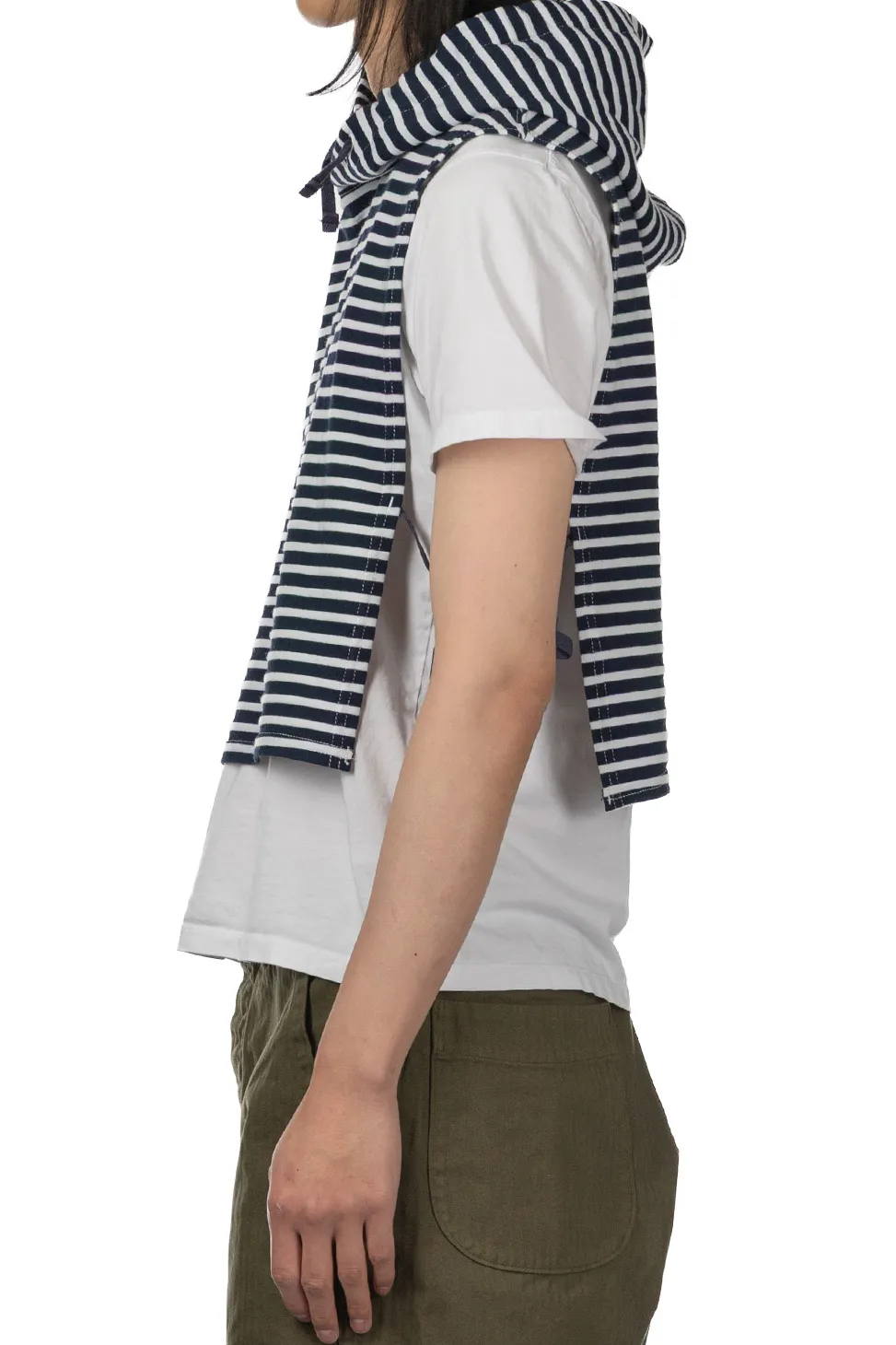 Best Engineered Garments Hooded Interliner - Navy White PC Stripe