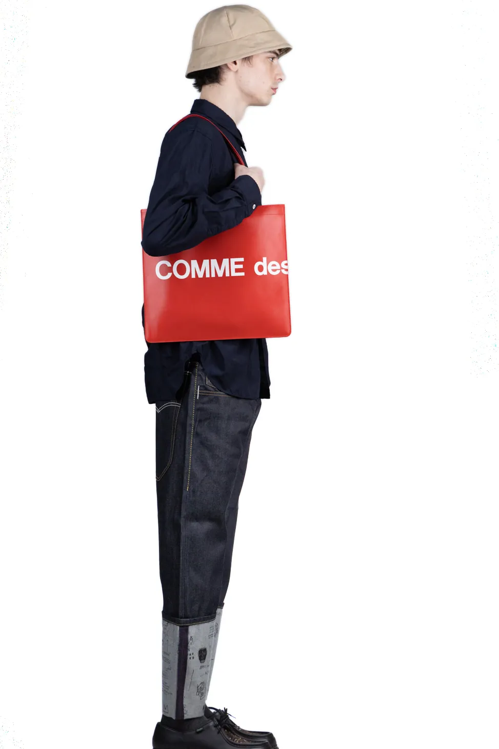 New Comme Des Garcons Wallets Huge Logo Bag - Red