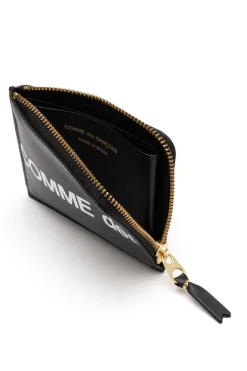 Online Comme Des Garcons Wallets Huge Logo Half Zip Wallet - Black