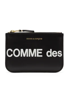 Discount Comme Des Garcons Wallets Huge Logo Zip Pouch - Black