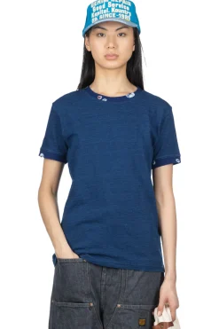 Clearance Kapital IDG Jersey x Jersey MAMESHIBORI Crew Rib T - indigo