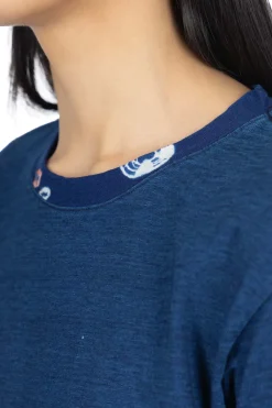 Clearance Kapital IDG Jersey x Jersey MAMESHIBORI Crew Rib T - indigo