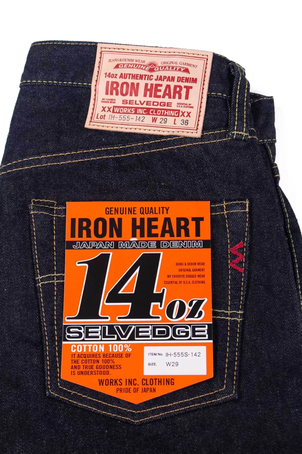 New Iron Heart IH-555S-142 14oz Super Slim Straight Cut