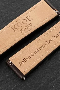 Discount KUOE Watch Italian Cordovan Leather Band - Whiskey - Silver Buckle - 18mm