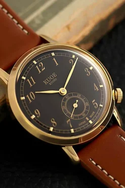 Discount KUOE Watch Italian Cordovan Leather Band - Whiskey - Silver Buckle - 18mm