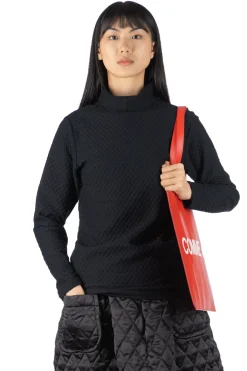 Fashion NARU Jacquard Turtleneck Pullover - Black