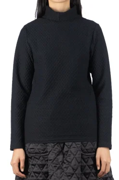 Fashion NARU Jacquard Turtleneck Pullover - Black