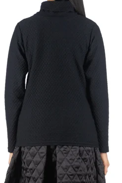 Fashion NARU Jacquard Turtleneck Pullover - Black