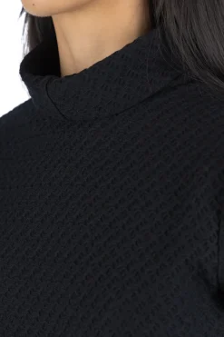 Fashion NARU Jacquard Turtleneck Pullover - Black
