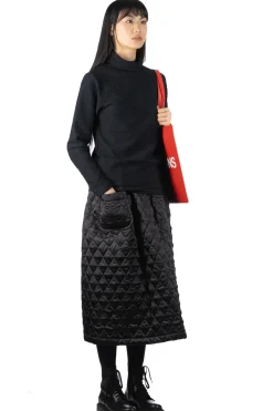 Fashion NARU Jacquard Turtleneck Pullover - Black