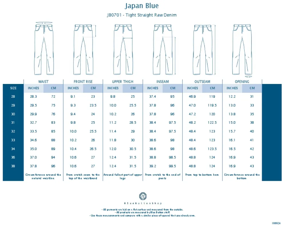 Fashion Japan Blue JB0701 - Tight Straight Raw Denim