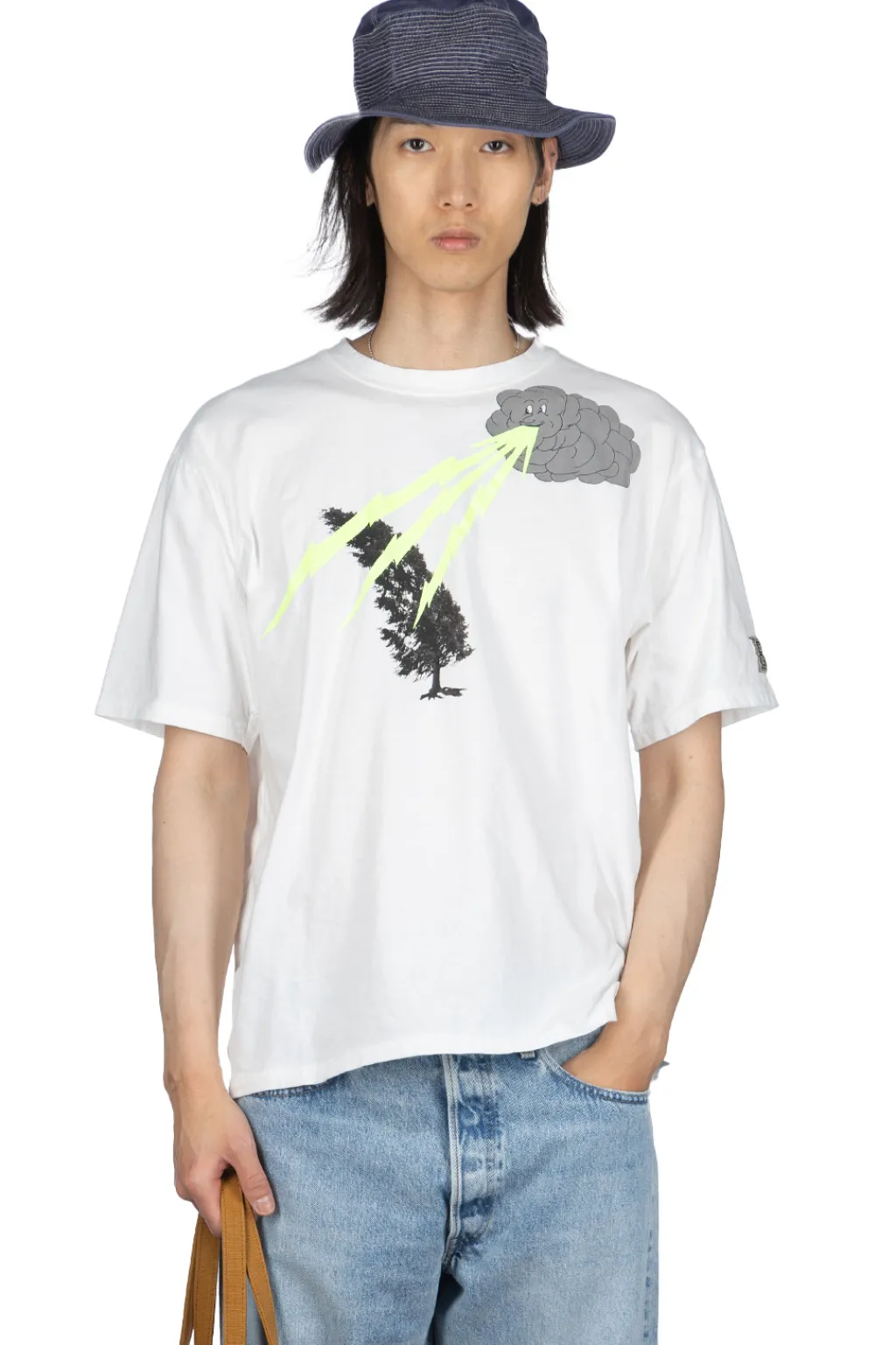 Outlet Kapital 20/-Jersey Crew T (THUNDER & CONIFER) - White