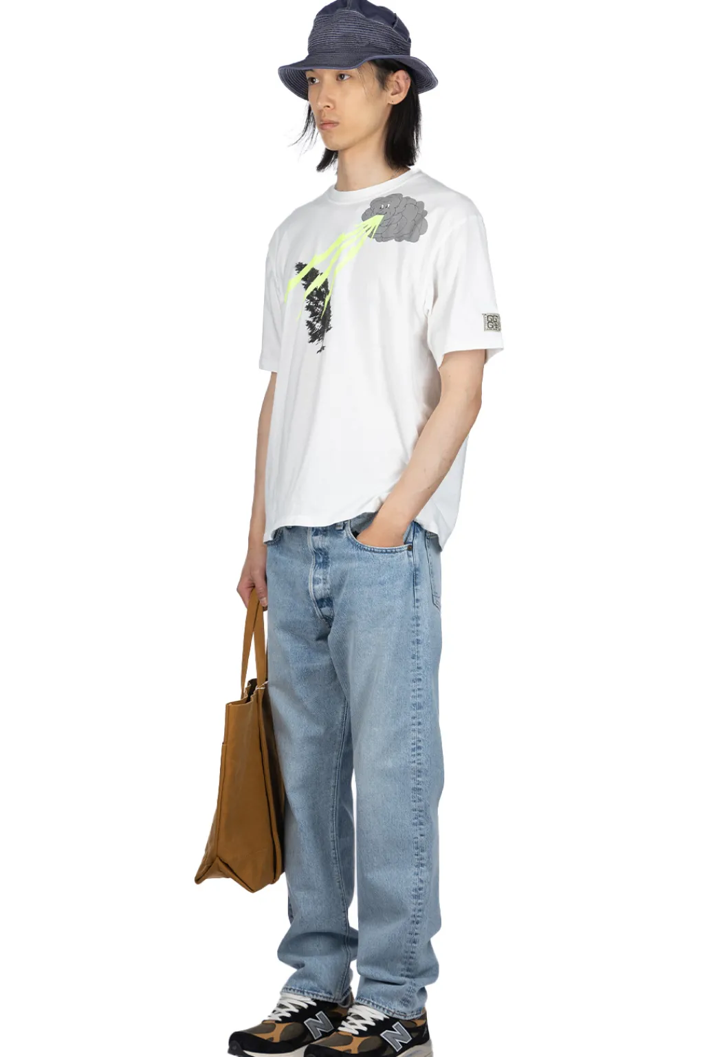 Outlet Kapital 20/-Jersey Crew T (THUNDER & CONIFER) - White